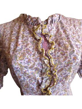 Vintage Womens Peasant Dress 4 1970s HANDMADE Paisley Purple Festival MOD Midi 4